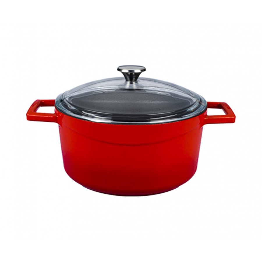 Lava Döküm Yuvarlak Tencere Cam Kapaklı Glaze 24 CM Kırmızı Lava Döküm Yuvarlak Tencere Cam Kapaklı Glaze 24 CM Kırmızı